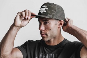 Army Green Camo Nobull Nobull Crossfit Games 2021 Flat-Brim Trucker | 419GHIBFL