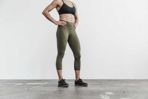 Army Green Matte Nobull High-Rise Crop (Matte) | 356ZQAYRB