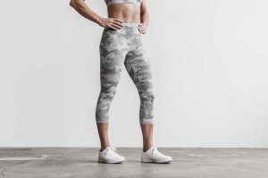 White Camo Nobull High-Rise Crop (Plush Heather) | 361PQHZBN