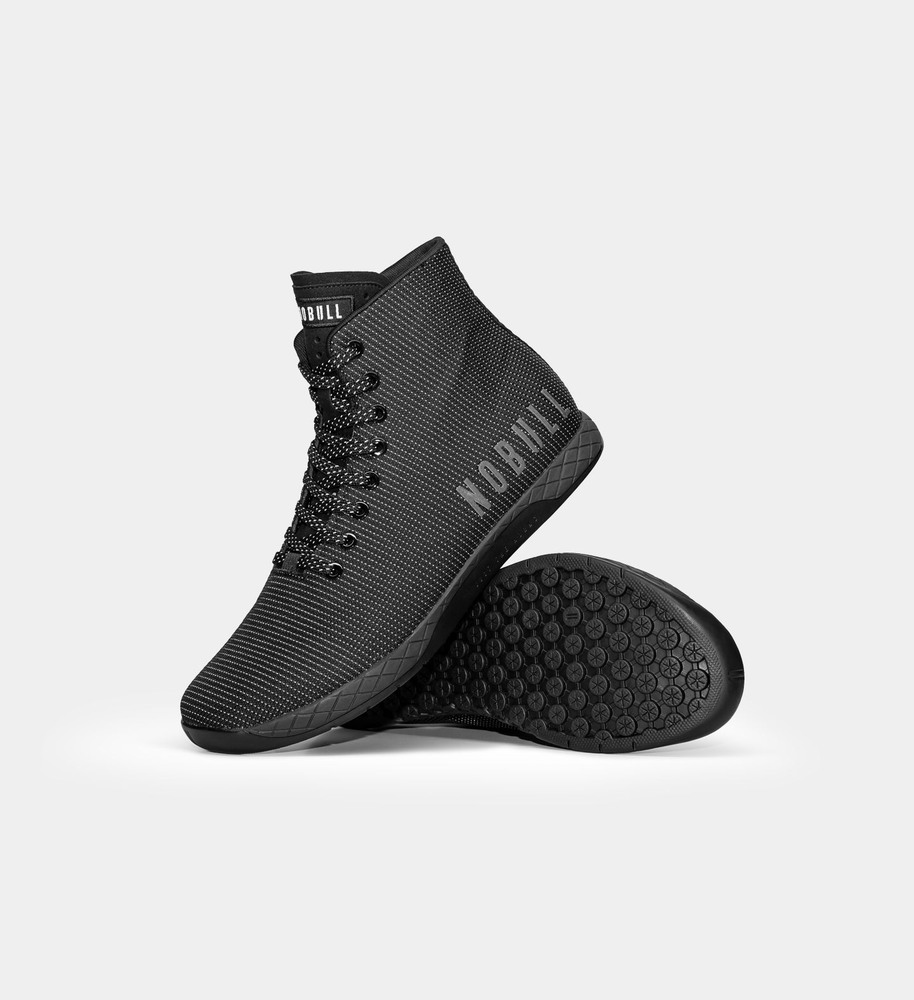 Black Reflective Nobull Black Reflective Woven High-Top Outwork | QROCW9875