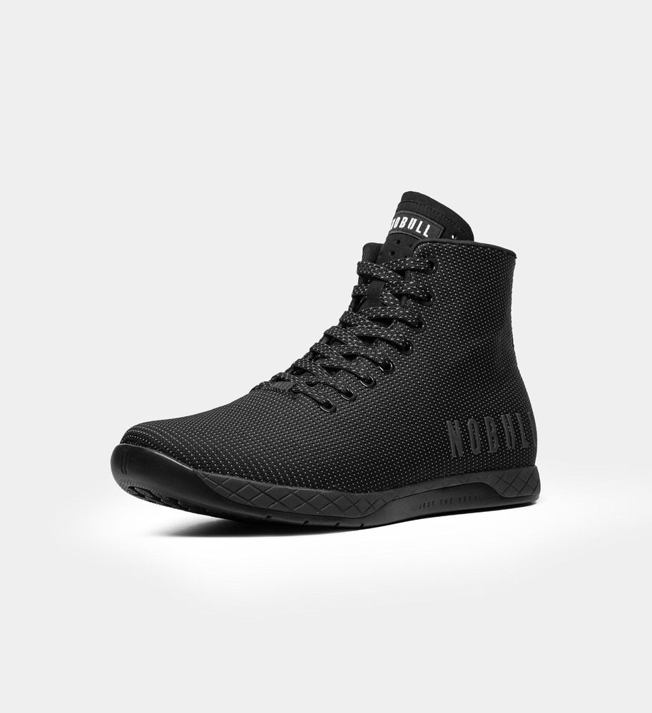 Black Reflective Nobull Black Reflective Woven High-Top Outwork | QROCW9875