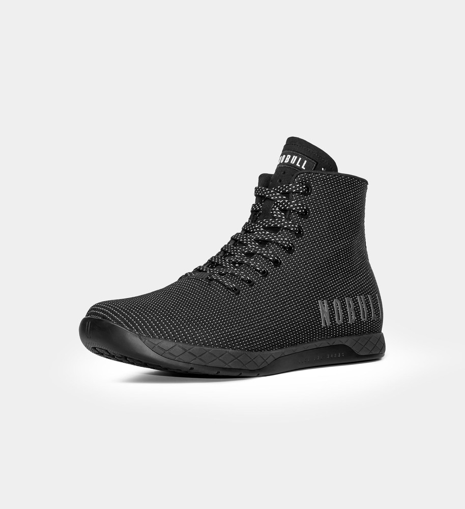 Black Reflective Nobull Black Reflective Woven High-Top Outwork | QROCW9875