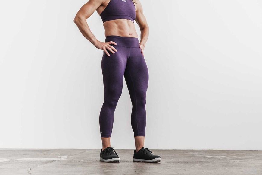 Dark Purple Heather Nobull Mid-Rise Crop (Plush Heather) | 391JHVFBS