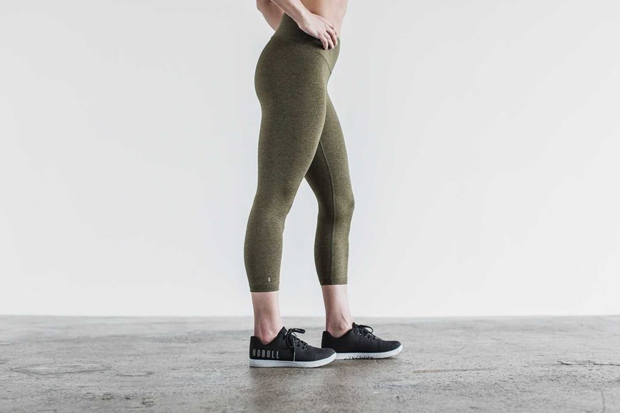 Olive Heather Nobull High-Rise Crop (Plush Heather) | 420OBAHKD