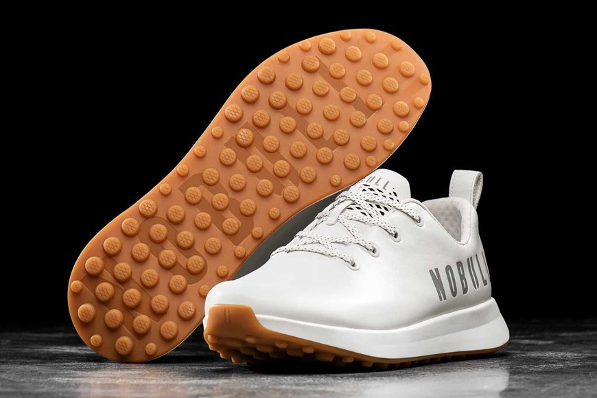 White Leather Nobull Golf Shoe | 436JRNPIM